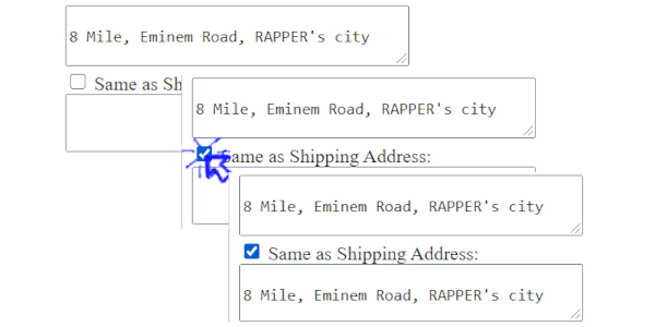 Billing Address Same as Shipping Address