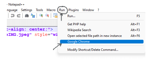 How to run HTML program using Notepad++