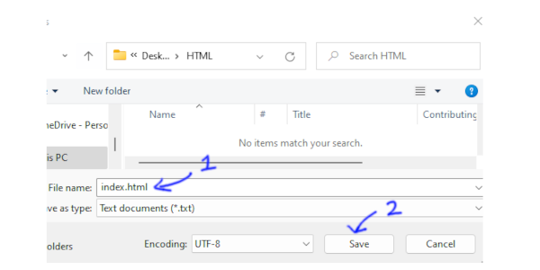 3. Give fileName with ".html" Extension